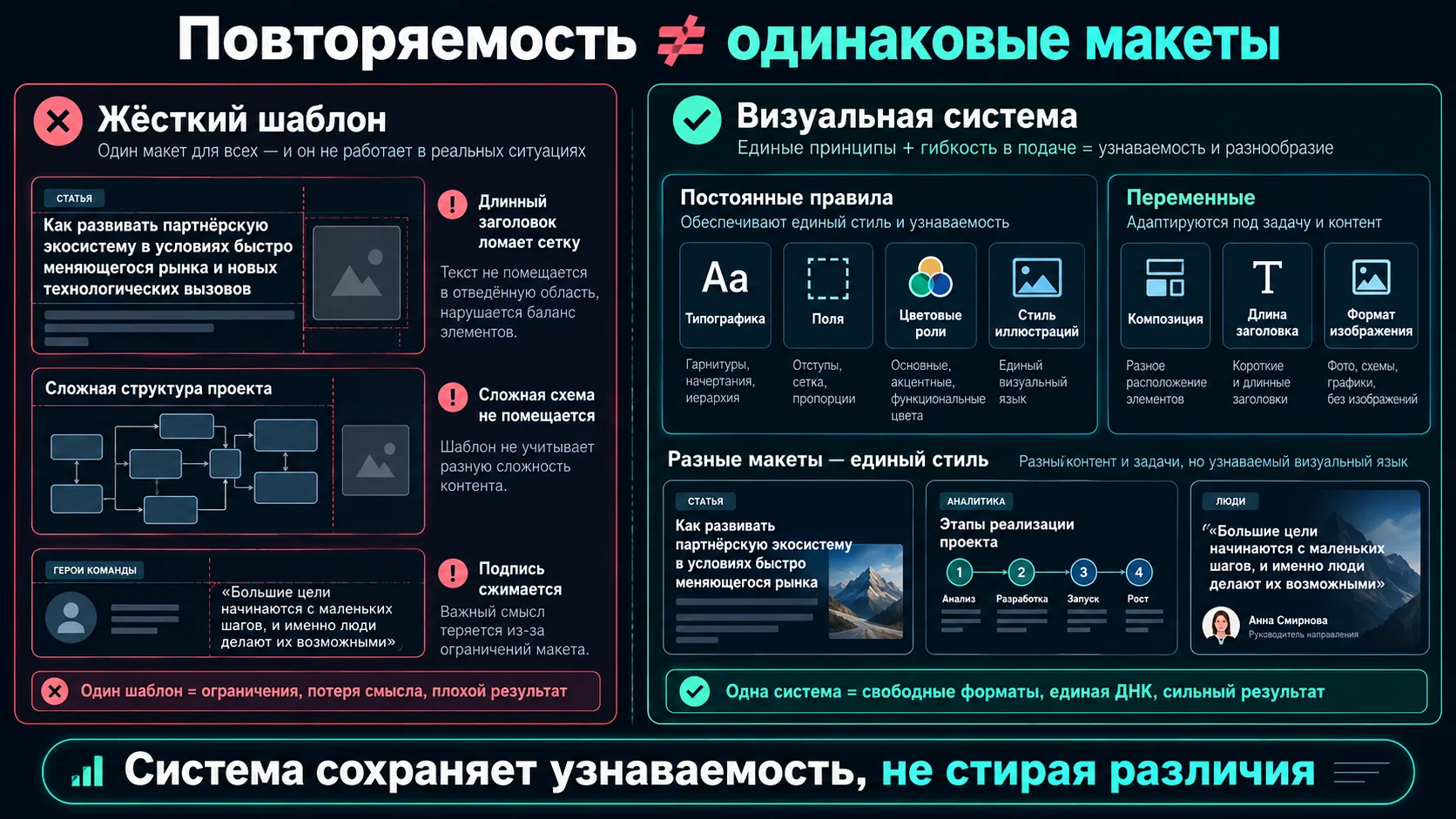 Повторяемость не равна одинаковым макетам
