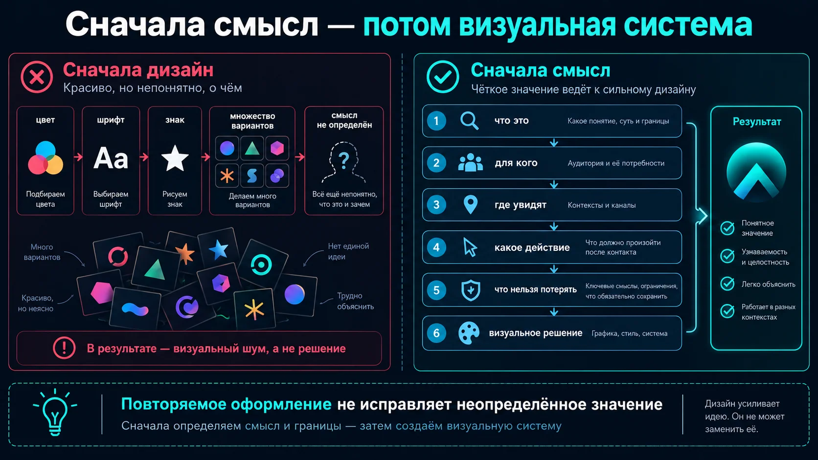 Сначала смысл - потом визуальная система
